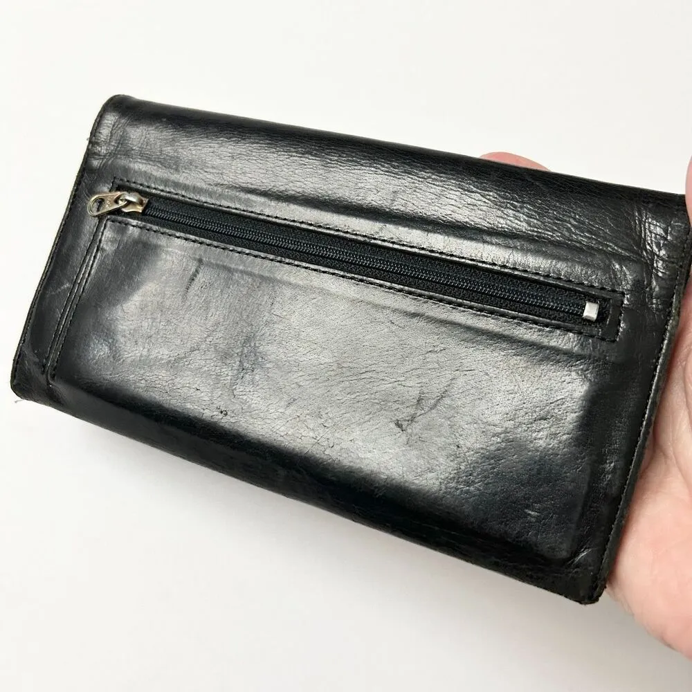 Vintage Coach Checkbook Wallet Black Soft Leather Trifold - Image 5