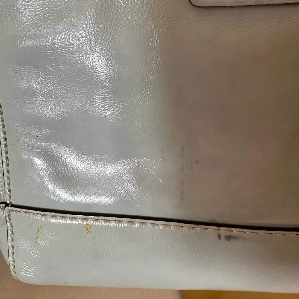 Coach Sky Blue Patent Leather Front Pocket Tote - Image 13