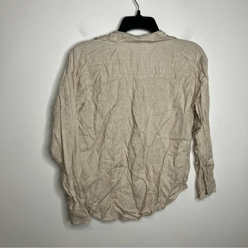 Loft outlet oatmeal tan collared shirt women’s size XXS petite‎ casual neutral - Image 7