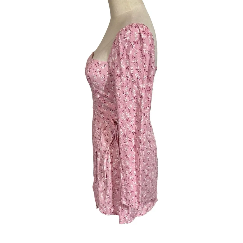 Reformation Rosalie Long Sleeve Crepe Mini Wrap Dress in Baby’s Breath - Image 9