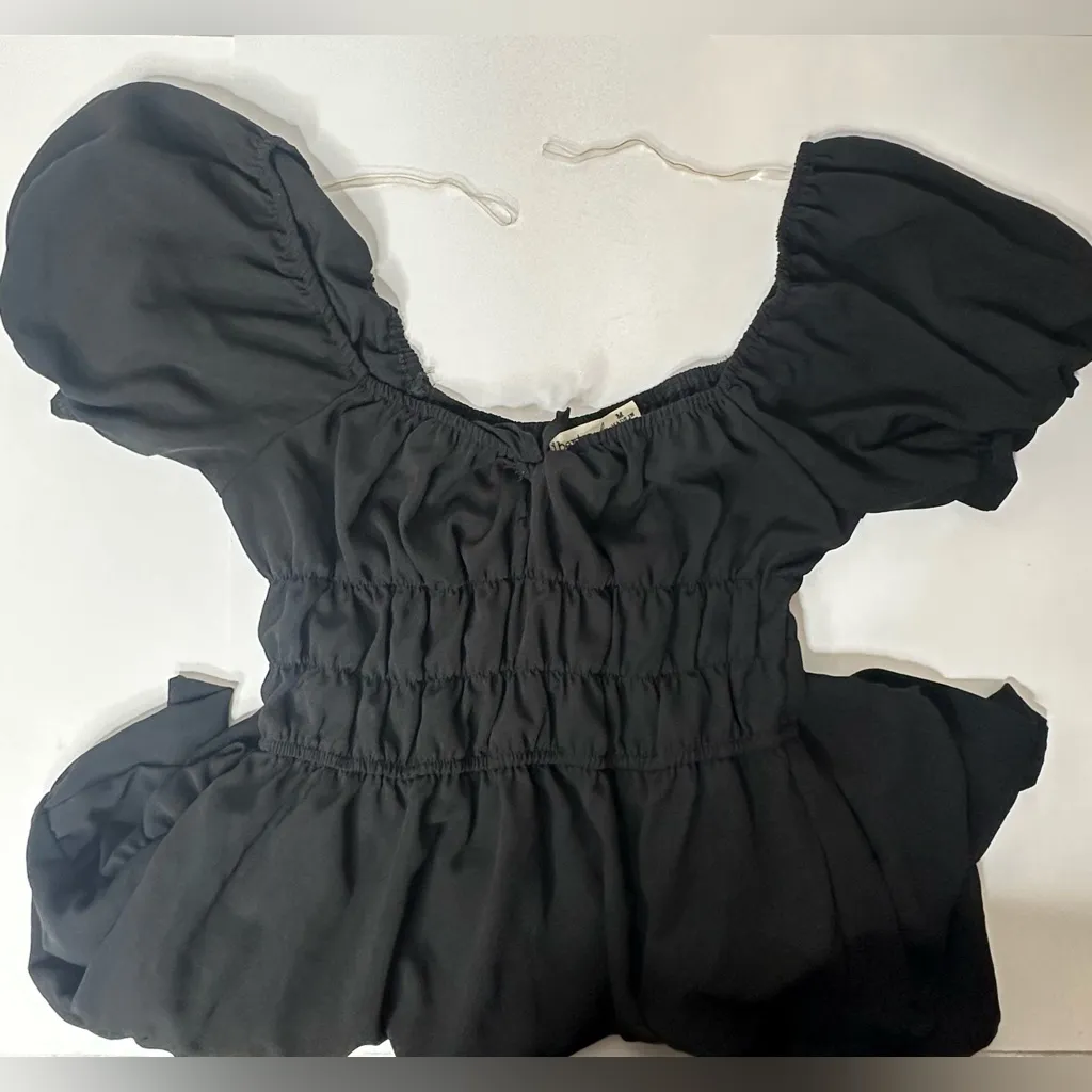 Liberty Love Women’s Size Med Black Dress Layered‎ Ruffles Gathered Cinched - Image 6