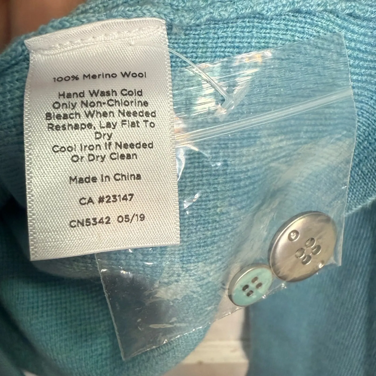 Talbots Blue 100% Merino Wool Sweater Knit Blazer Jacket W1188 Sz S - Image 7