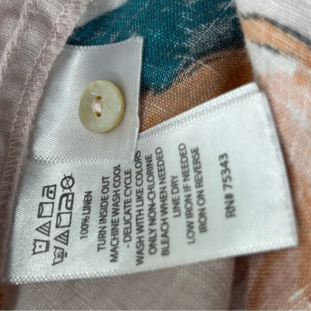 Rachel Zoe 100% Linen a line button down dress floral pink size XL - Image 5