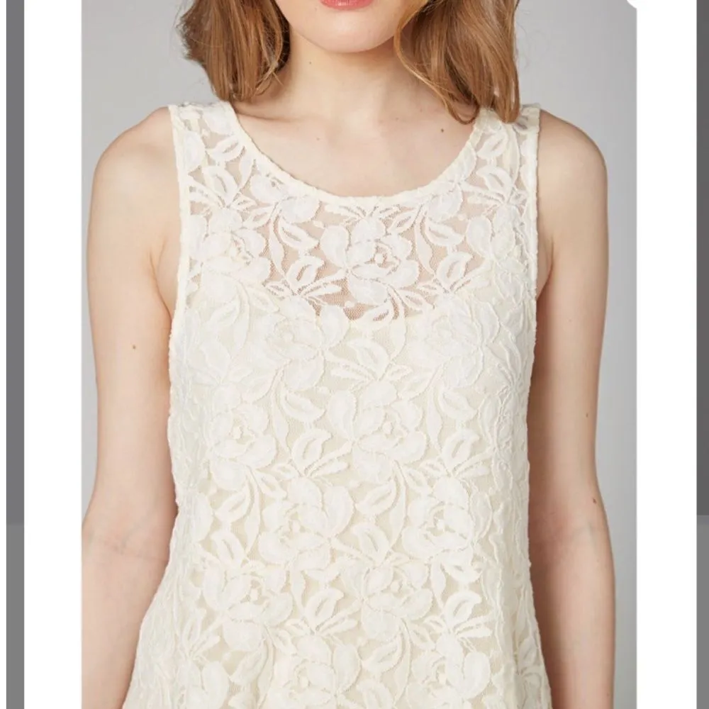 Free People Miles of Lace Dress Sleeveless Ivory L - Image 3