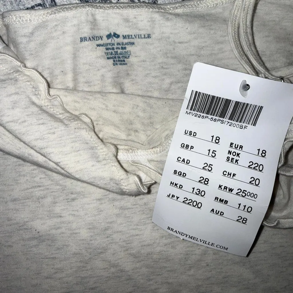 NWT Brandy Melville Cotton Heather Grey Babydoll Tank Top - OS - Image 3