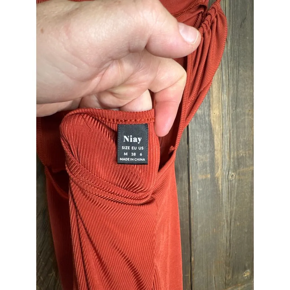 Niay Coral Ribbed Strappy Tie - Image 4