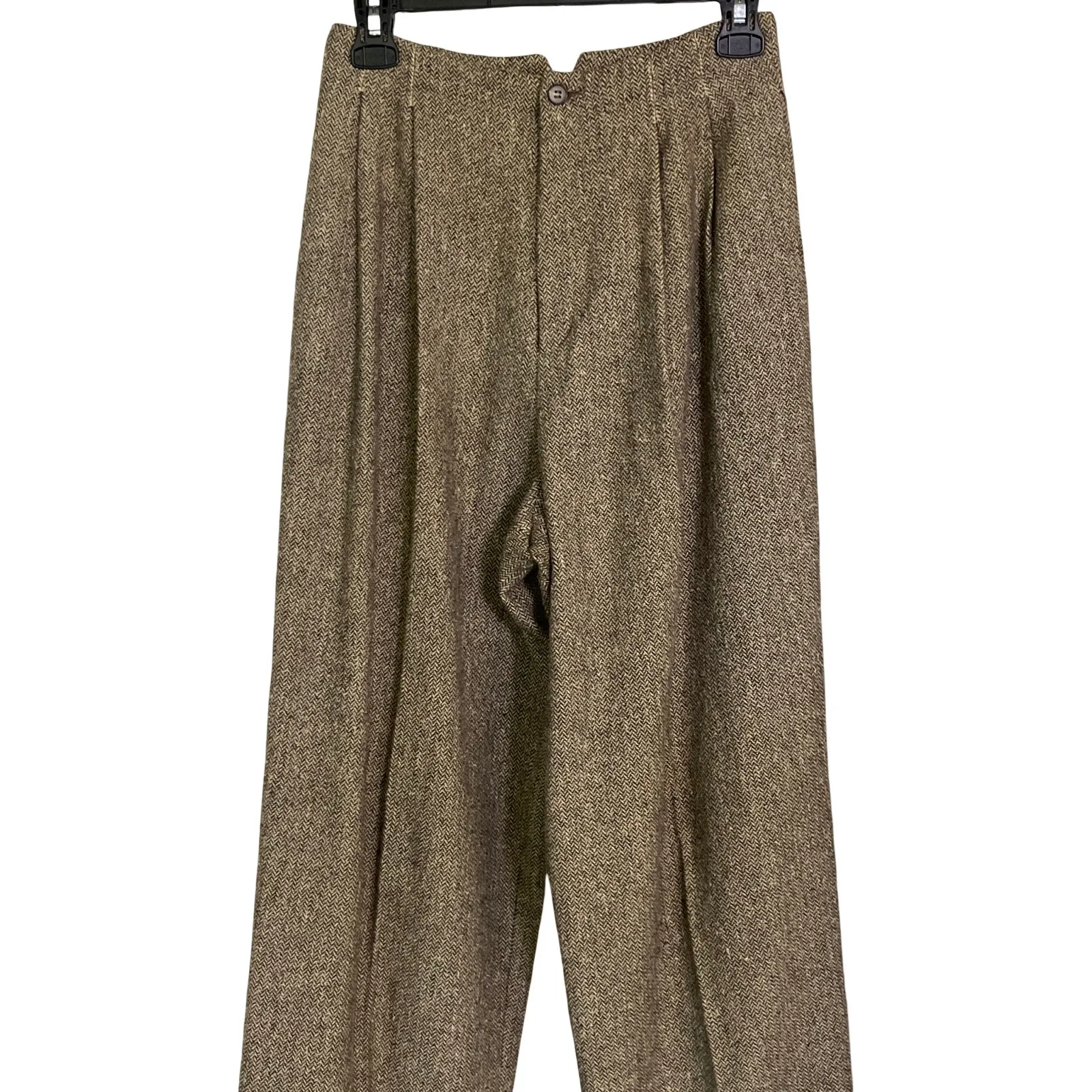 Express Vintage Tweed Wool Blend High Waist Cuffed Trousers Pants Size 3/4 - Image 4