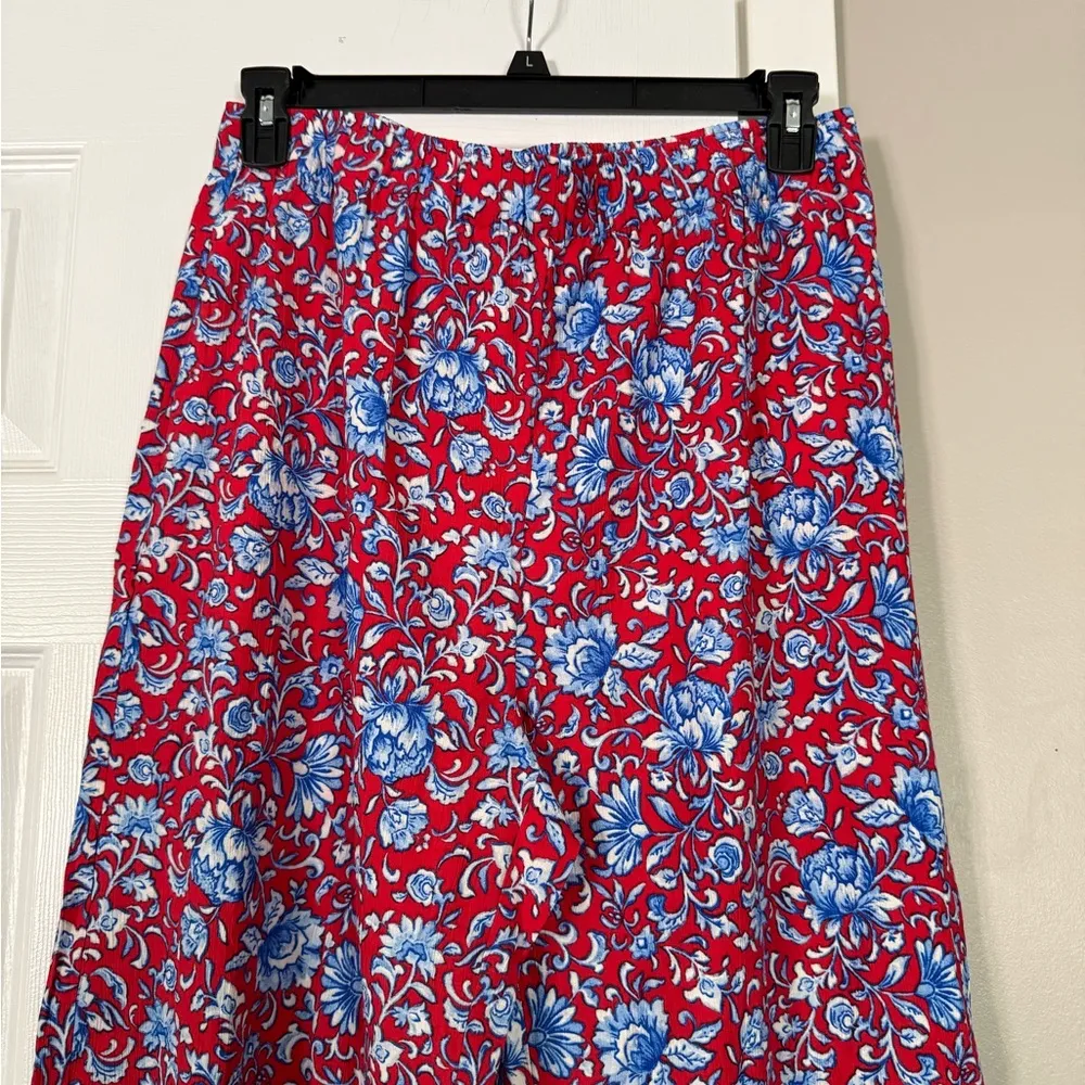 Mango MNG Flowy Comfy Floral Wide Leg Pants Summer Breathable Elastic Waist - Image 7