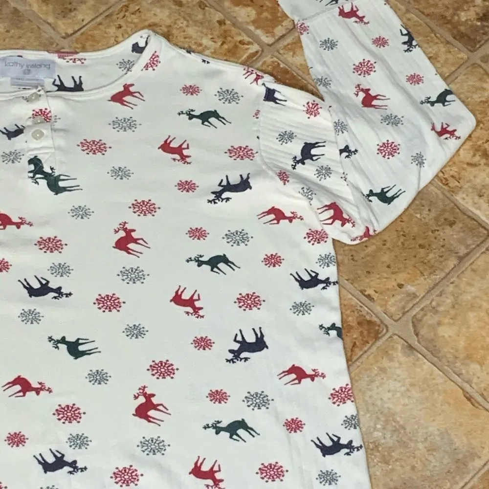 Kathy Ireland Reindeer Long Sleeve Crewneck Pullover Night Sleep Shirt S - Image 8