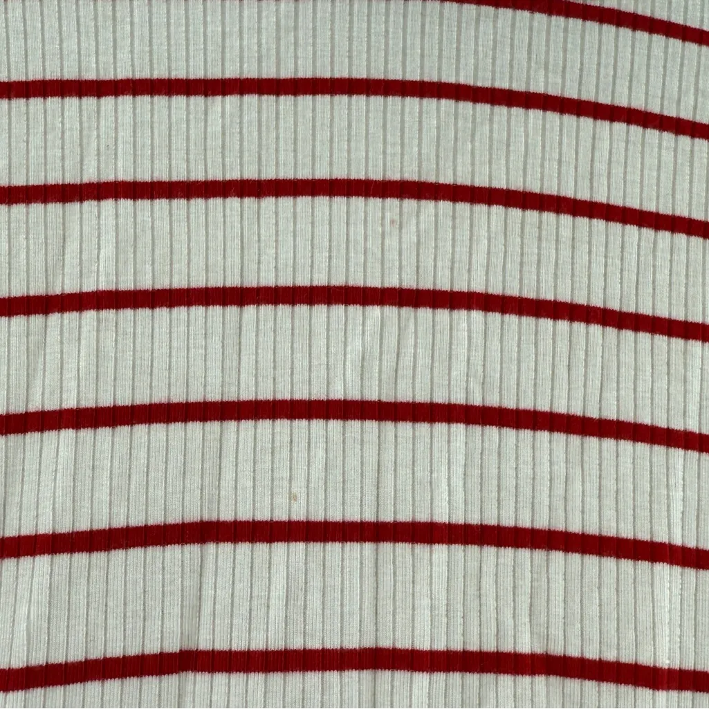 Reformation Benji Striped Dress Women’s Size Small Ivory Red Ribbed Casual Mini‎ - Image 7