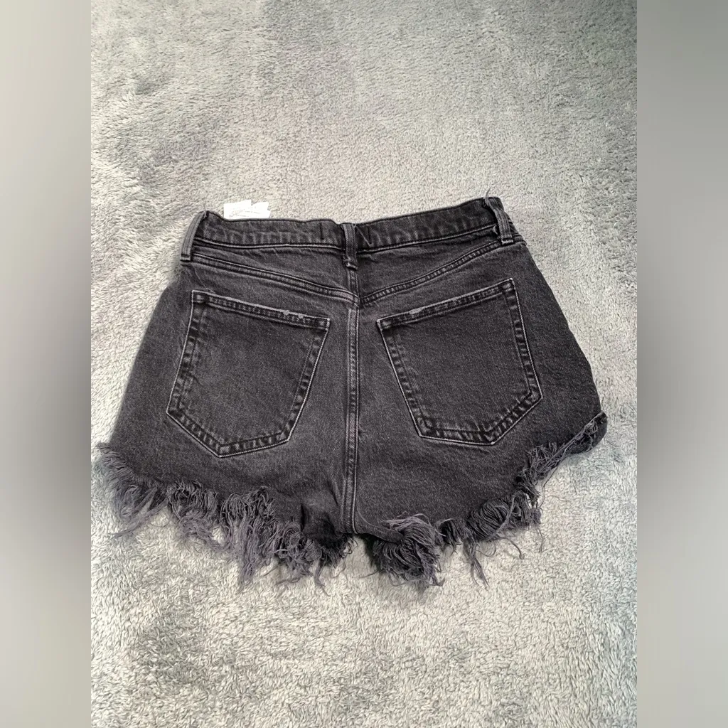 Abercrombie & fitch high rise mom Black Denim Frayed Shorts - Image 9