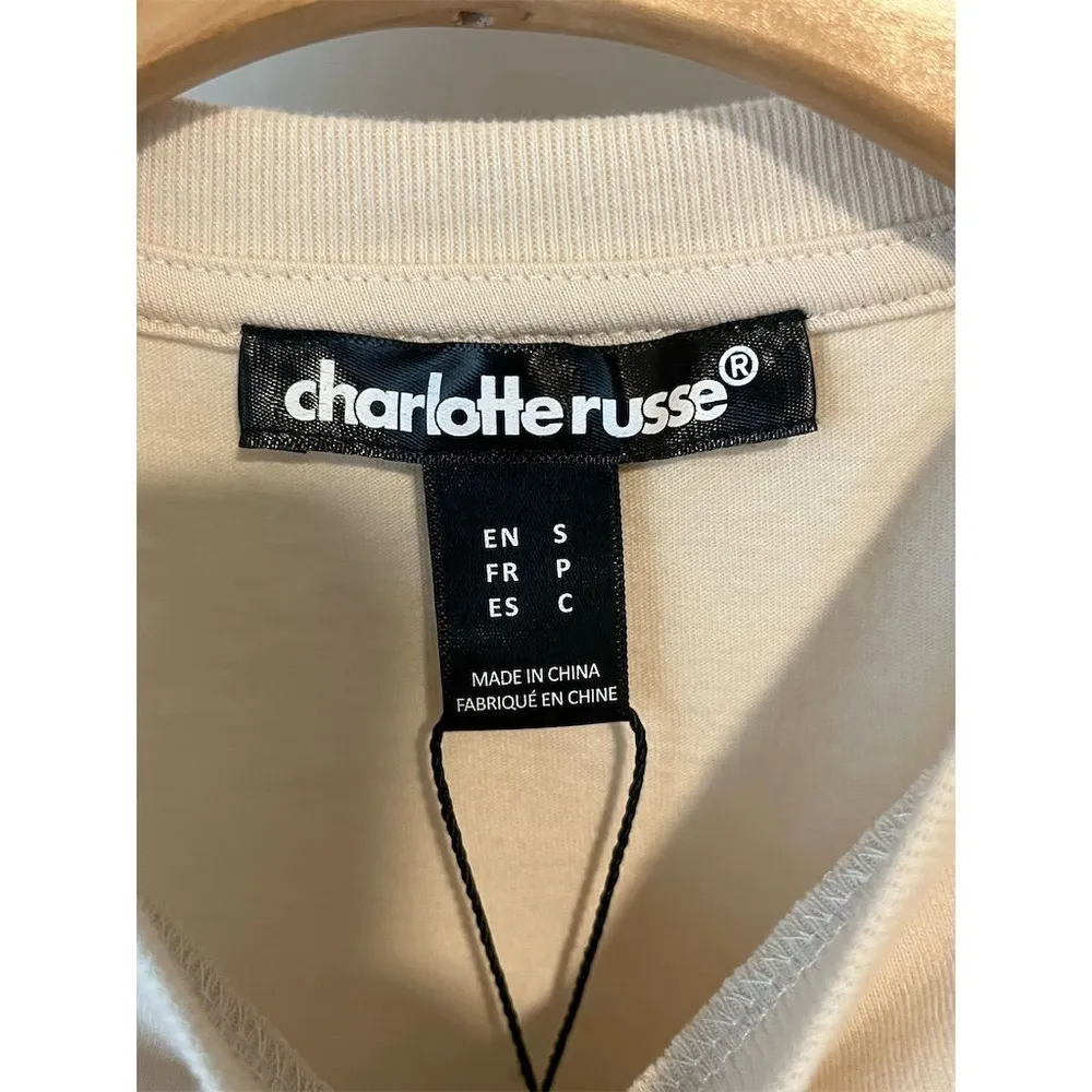 Charlotte Russe T-Shirt Women's S Beige Whiskey Graphic Tee Short Sleeve NWT - Image 6