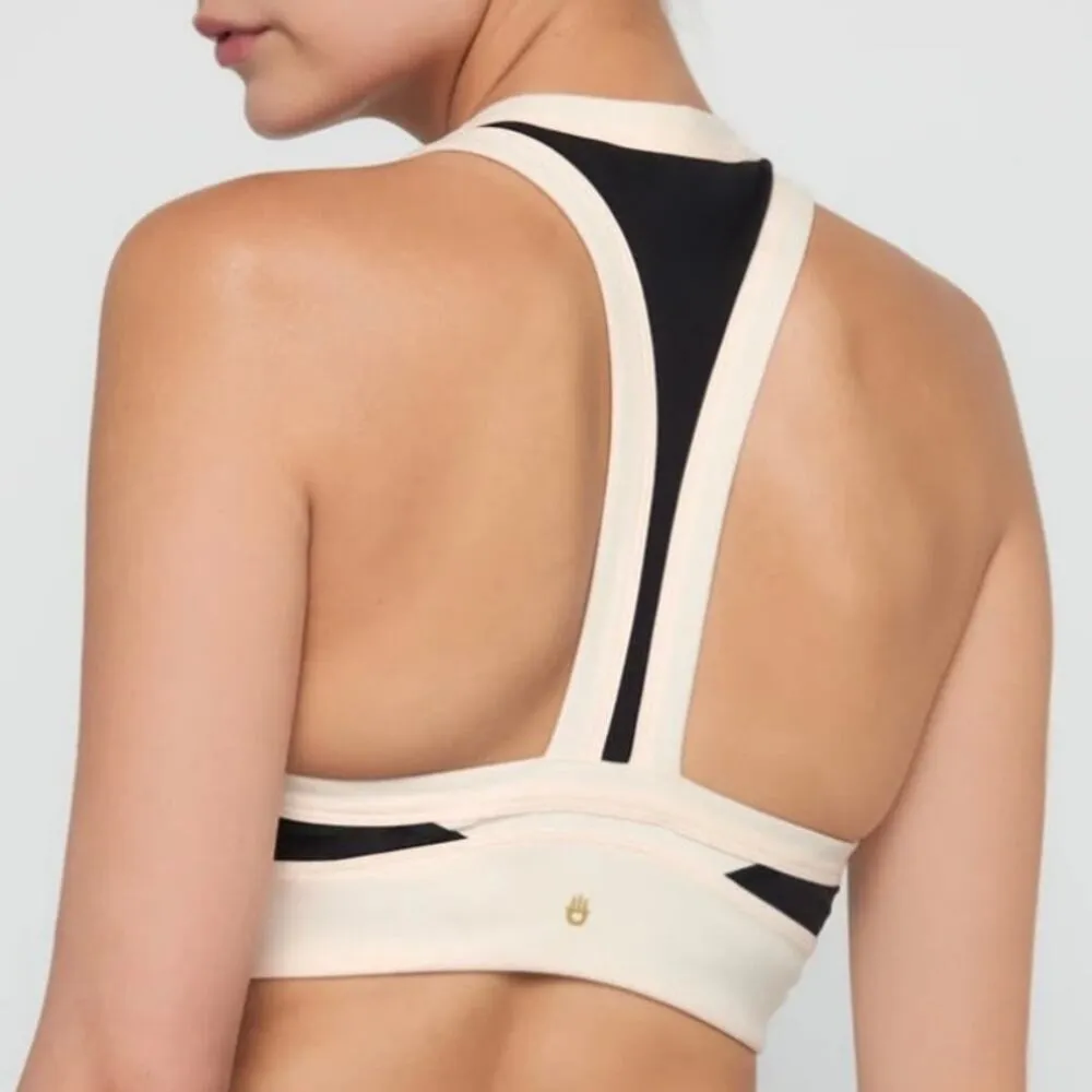 SPIRITUAL GANGSTER | Black Cream Aurora Colorblock Sports Crop Top | Size Large - Image 2