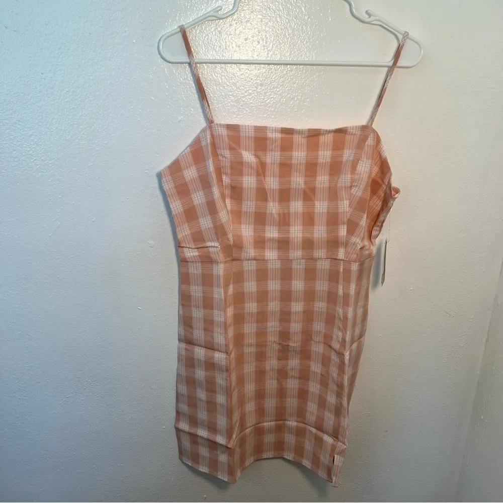 BP Square Neck Sundress Coral White Gingham - Image 5