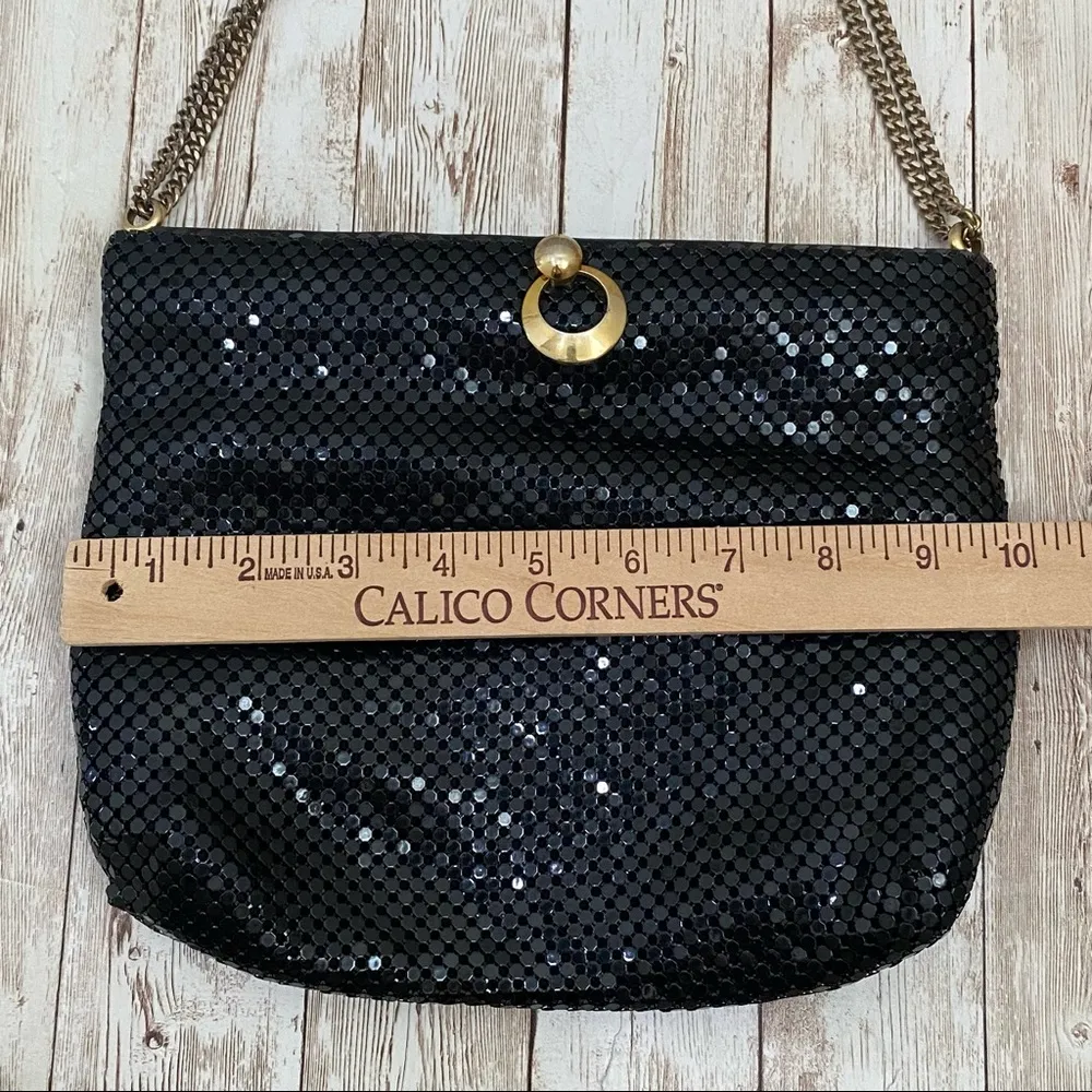 Vintage Whiting and Davis Black Mesh Chain Strap Convertible Evening Bag - Image 7