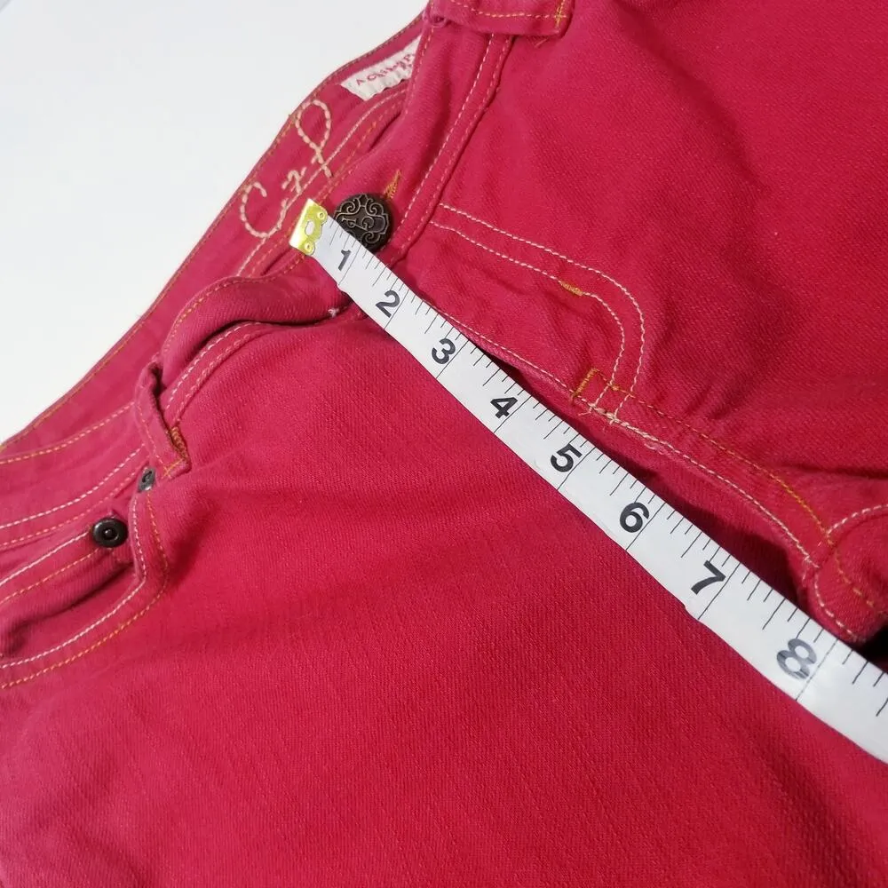 Y2K Chip & Pepper C7P Laguna Beach Flare Red Denim Wide Leg Low Rise - Image 8