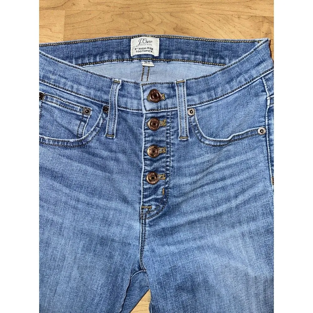 j crew 9 high rise toothpick Button Fly Jeans Size‎ 26T Tall - Image 3