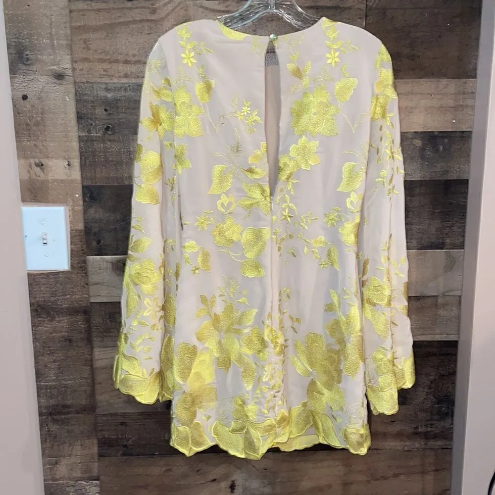 Dress the Population Paige Yellow & Tan Embroidered Mini Dress - Image 11