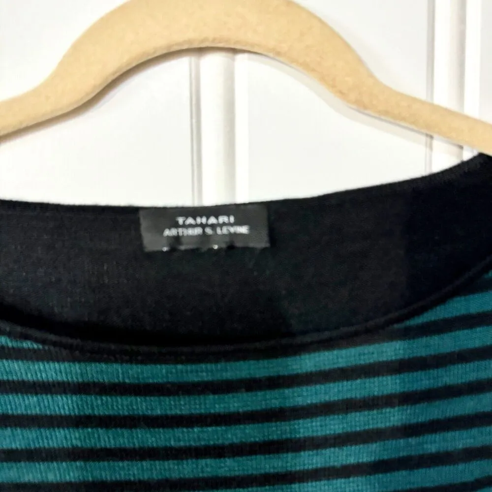 TAHARI Sweater Women Size L Black Asymmetrical Long Sleeve Wide Neck Wool - Image 2