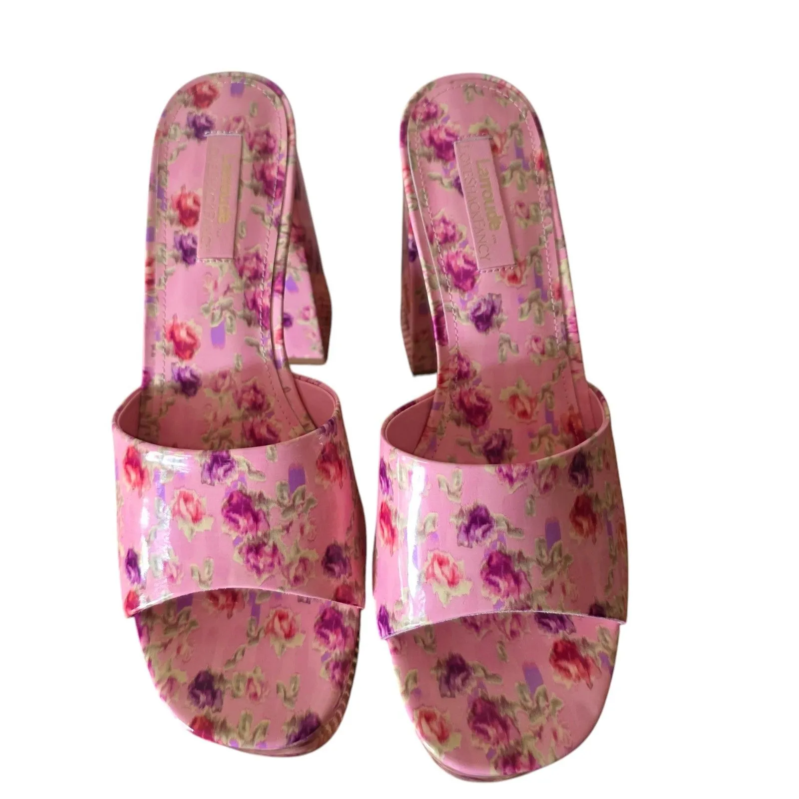 LoveShackFancy x Larroude Dolly Platform Mules Sandal Wild Pink Rose Floral US 9 - Image 9