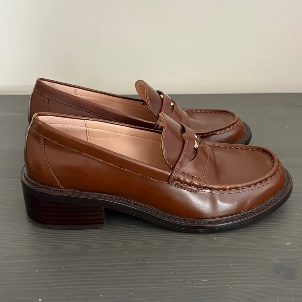 J. Crew Winona lug-sole penny loafers Italian spazzolato leather brown size 7.5 - Image 3
