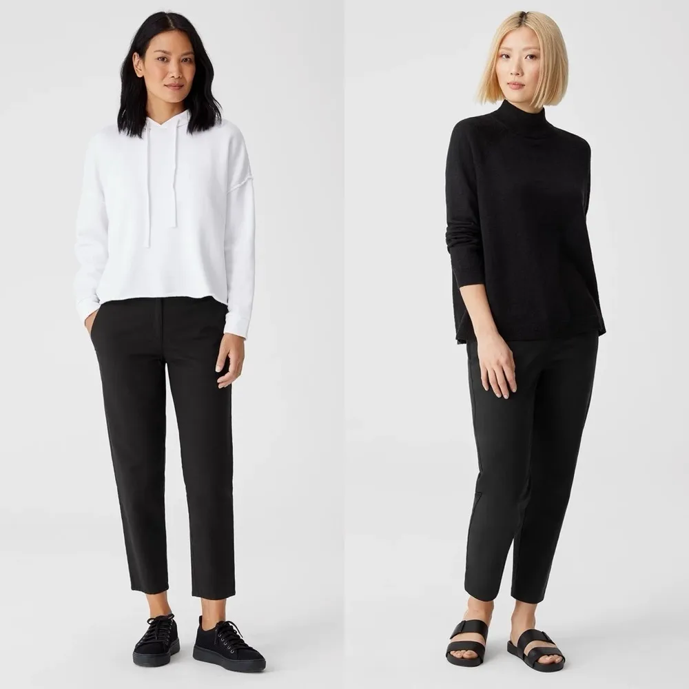 Eileen Fisher Black High Waisted Cotton Hemp Tapered Ankle Pant Size 22 NWT - Image 3