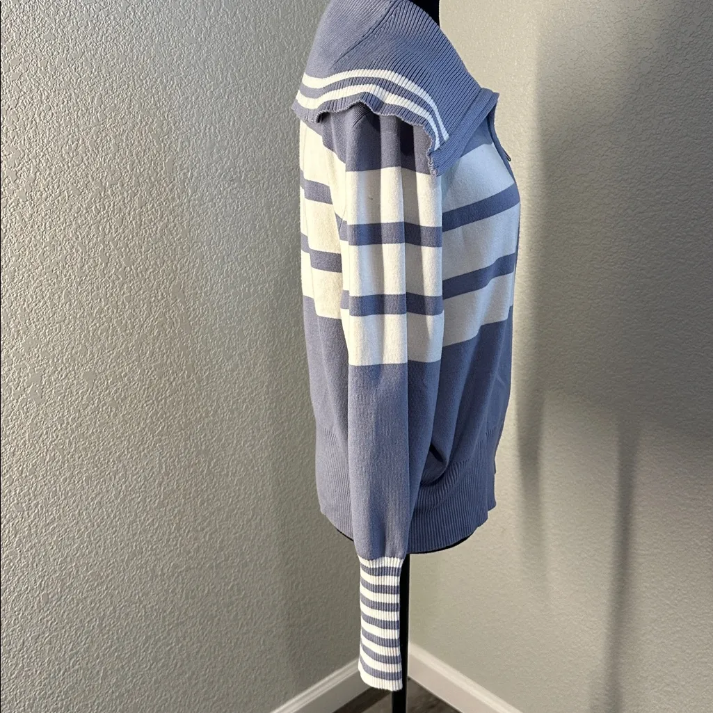 Marc New York Blue and Cream Striped Cardigan - Image 4