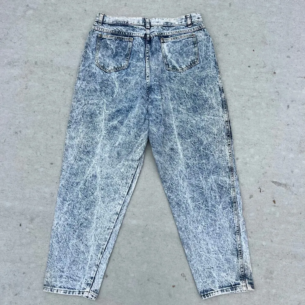 Vintage 80s Congo Traders High Rise Acid Wash Mom Jeans 18 AVG Blue Size 31 - Image 2