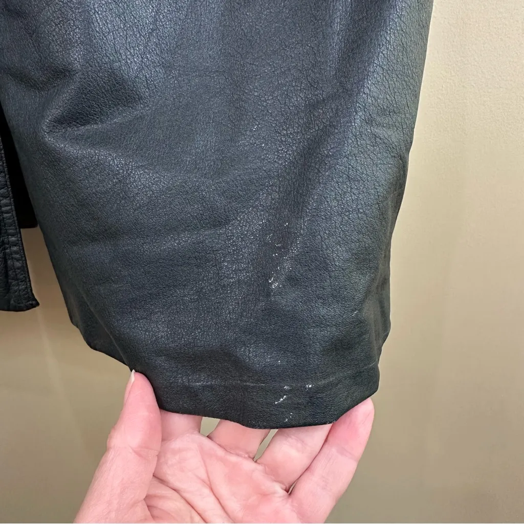 Vintage Pelle Two Toned Black & Burgundy Long Leather Trench Coat Womens Medium - Image 11