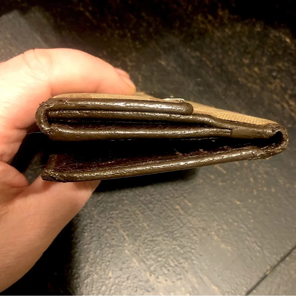 GUCCI GG Trifold Canvas Jacquard Wallet Tan Brown Leather Accent - Image 9