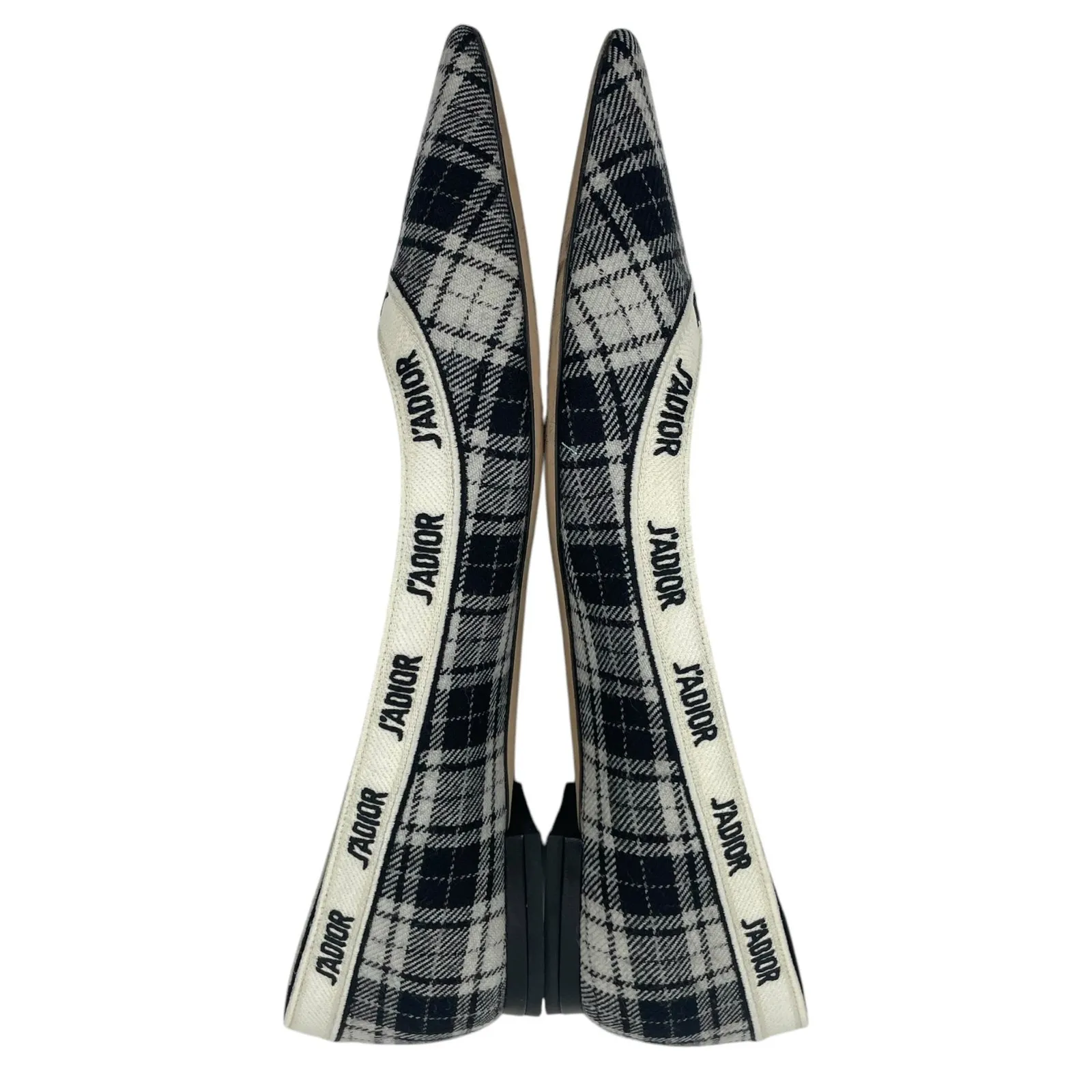 Christian Dior J'adior Embroider Tartan Print Pointed Toe Flats Size 39.5 - Image 5