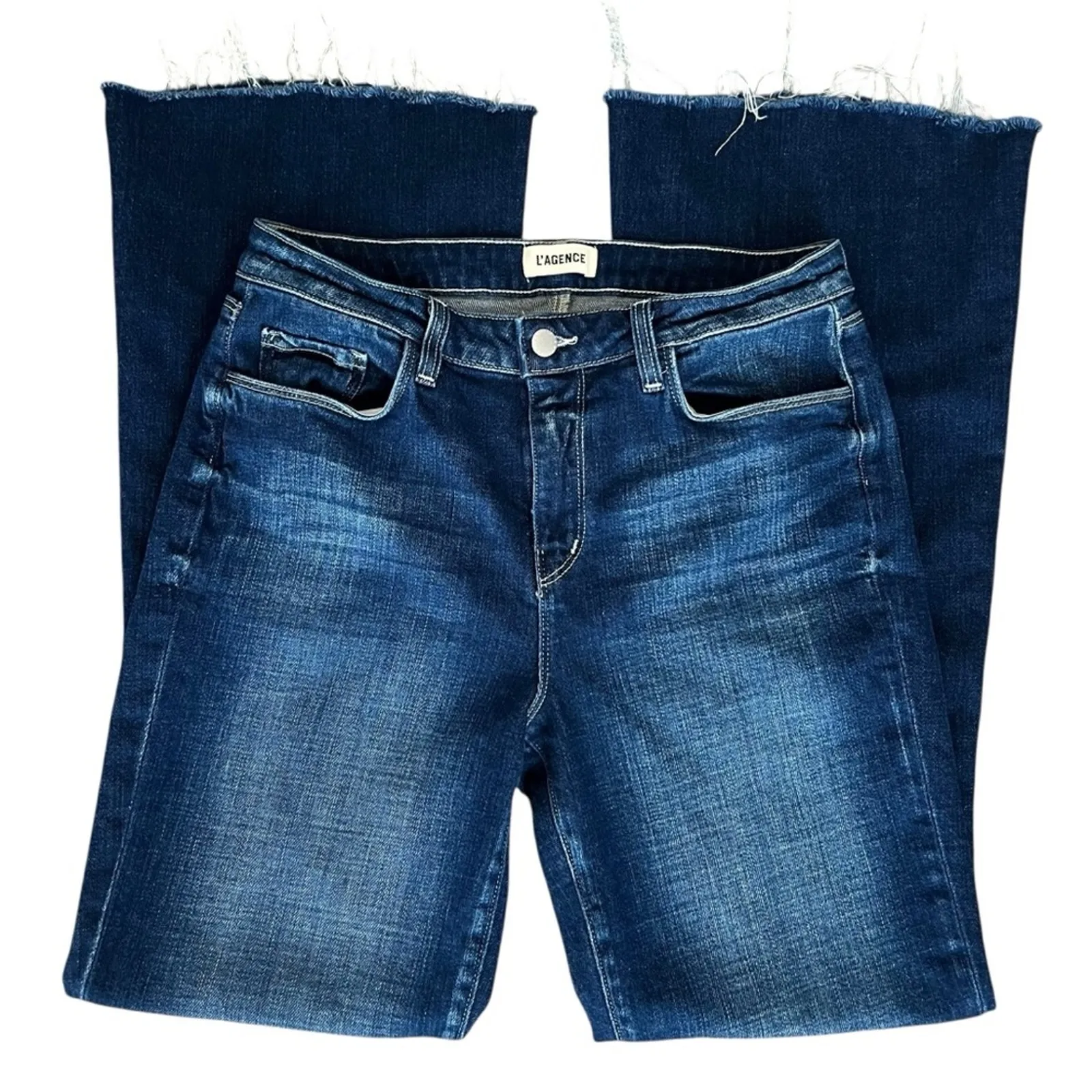 L’Agence Women’s Sera High Rise Flare Jeans Dark Beacon Wash Size 29 - Image 3