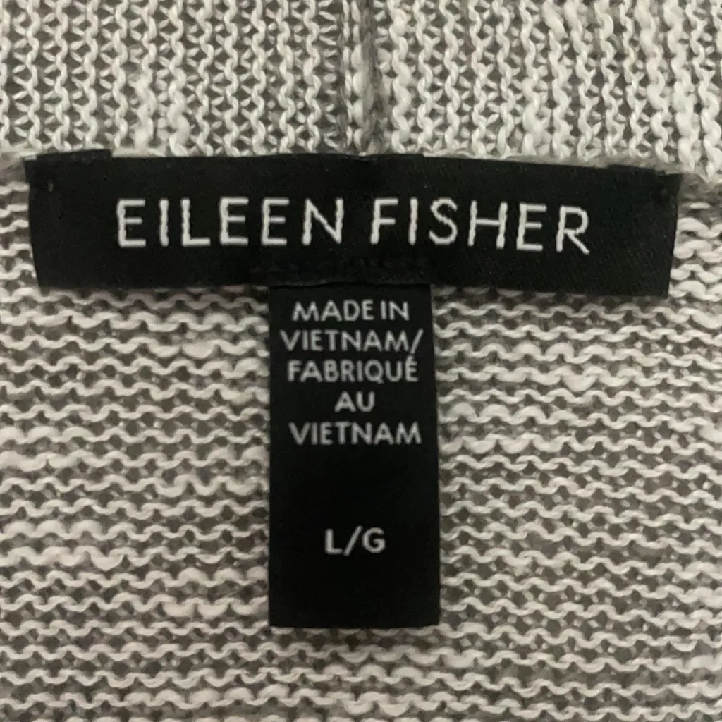 New EILEEN FISHER WOMEN Organic Linen/Cotton Blend BOXY Open Front CARDIGAN - Image 8