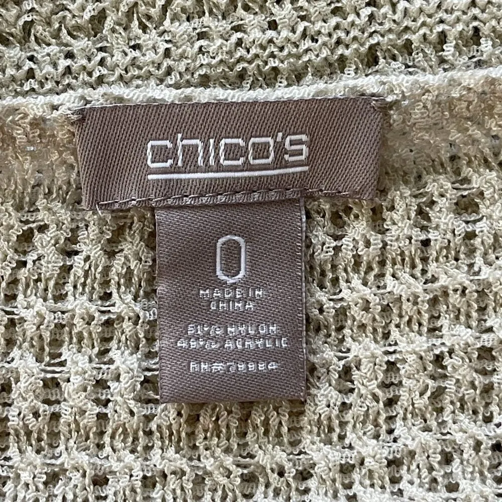 Chico's 3/4 Sleeve Round Neck Loose knit Pullover Sweater Light Tan Size 0 Small - Image 5