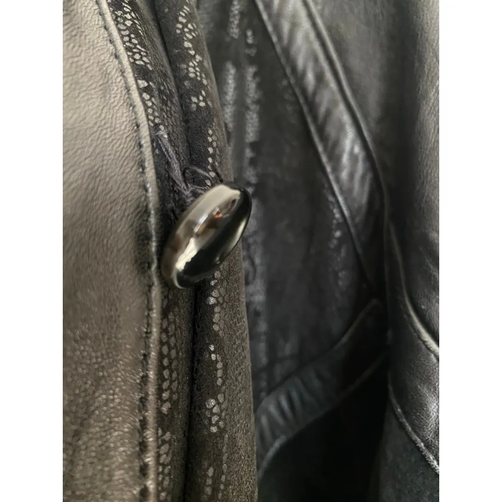 Vintage Global Identity G III Leather Coat Lace Panel Y2K Parisian Quiet Luxury Black Size M - Image 11