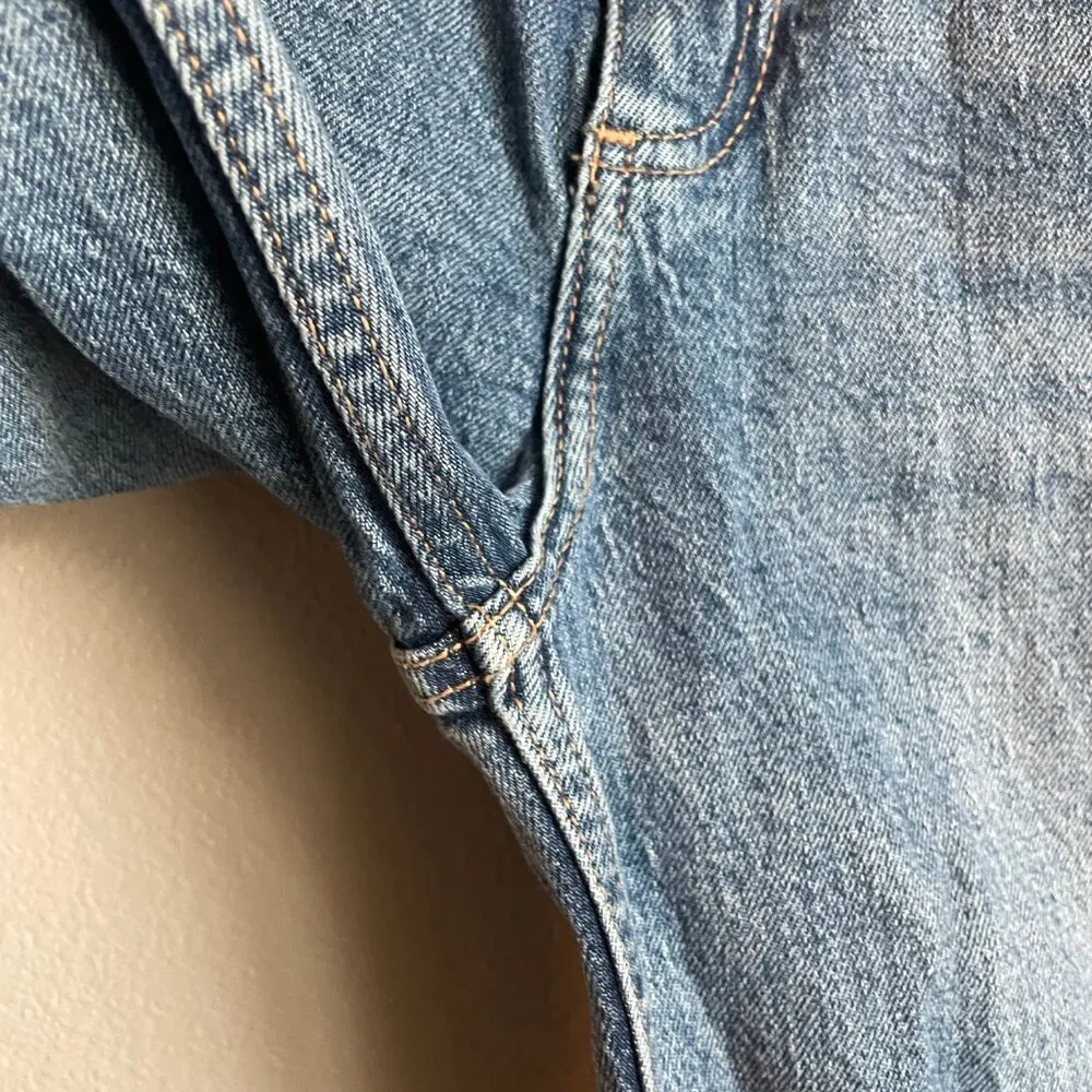 Zara Womens Classic Straight Leg Denim Jeans Distressed High Rise Size 4 Ripped - Image 5