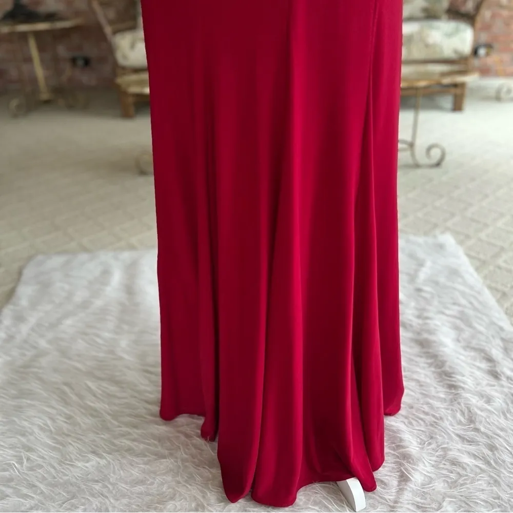 Morgan & Co. Red Open Back Halter Jersey Knit Evening Dress NWT 5 (Jrs) Size undefined - Image 9