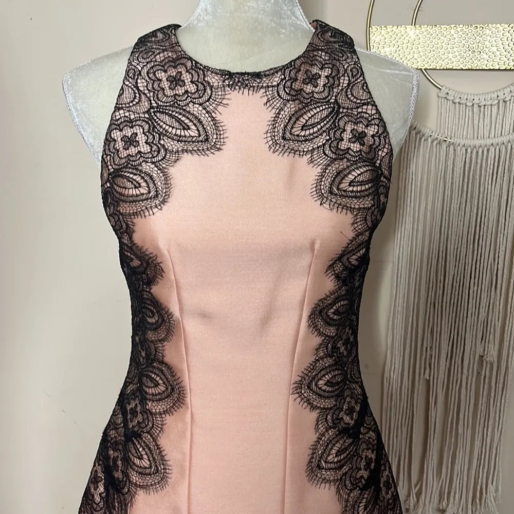 lela rose • wool silk lace appliqué embroidered peach black dress Size 0 - Image 98