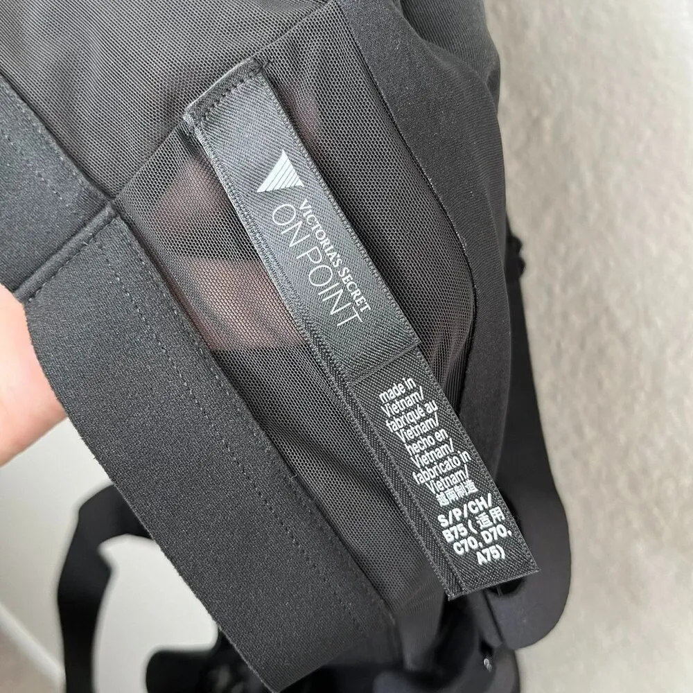 Victorias Secret On Point Black Ruched Strappy Sports Bra top S - Image 4