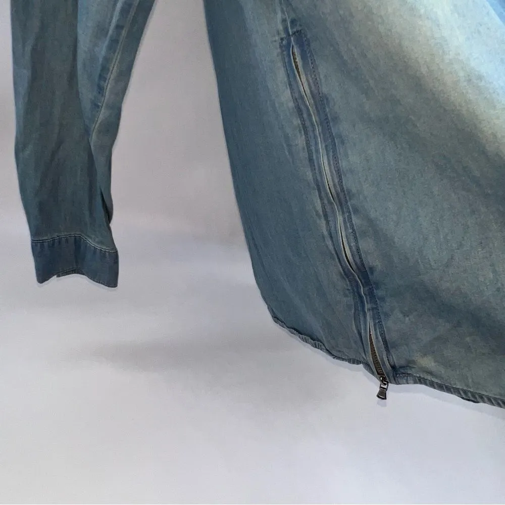 Nanette by Nanette Lepore Denim Chambray Casual Shirt w/Zippered Vents @Sides-S - Image 8