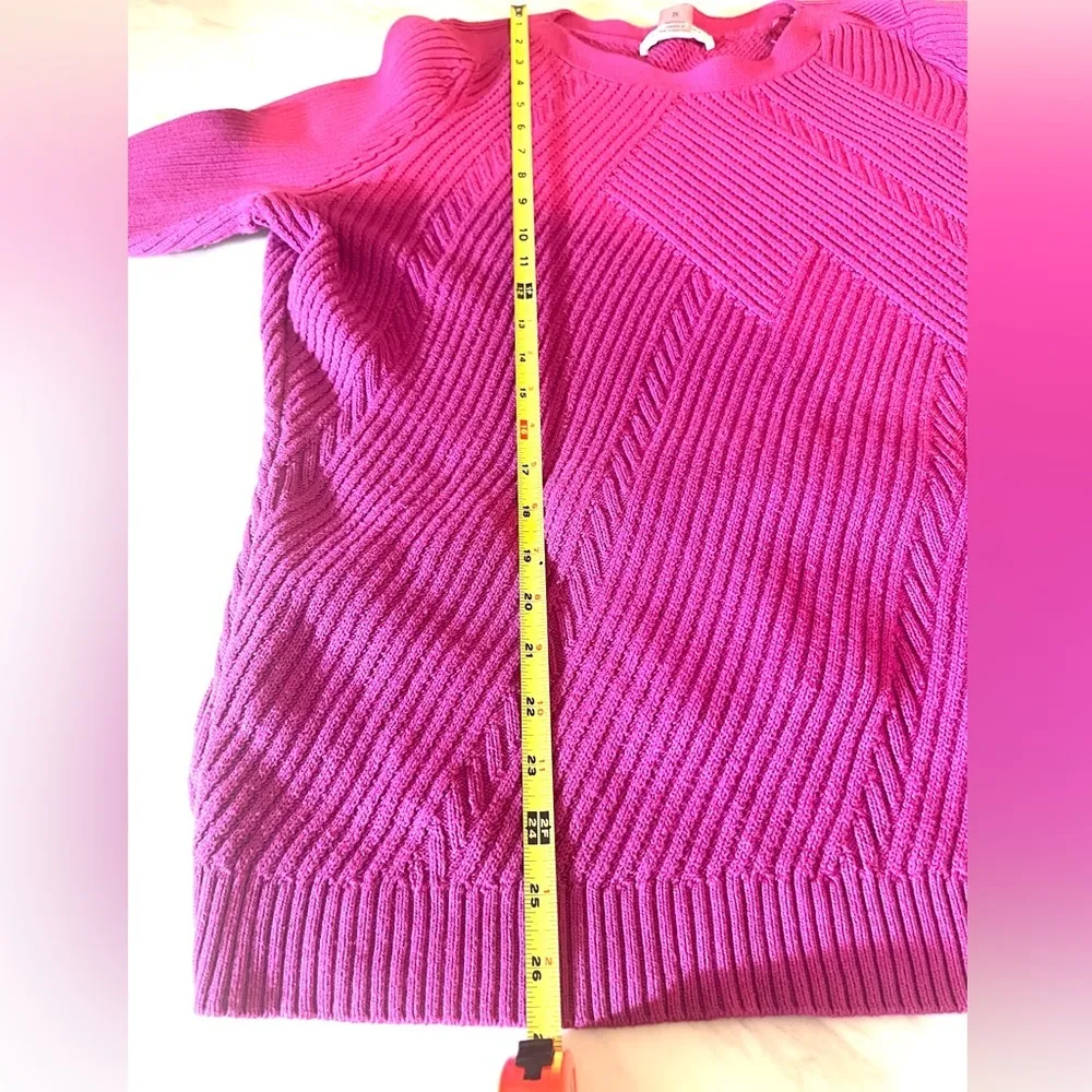 Allison Daley Plus 3X Fuchsia Ribbed Textured Knit Pullover Sweater - Image 5
