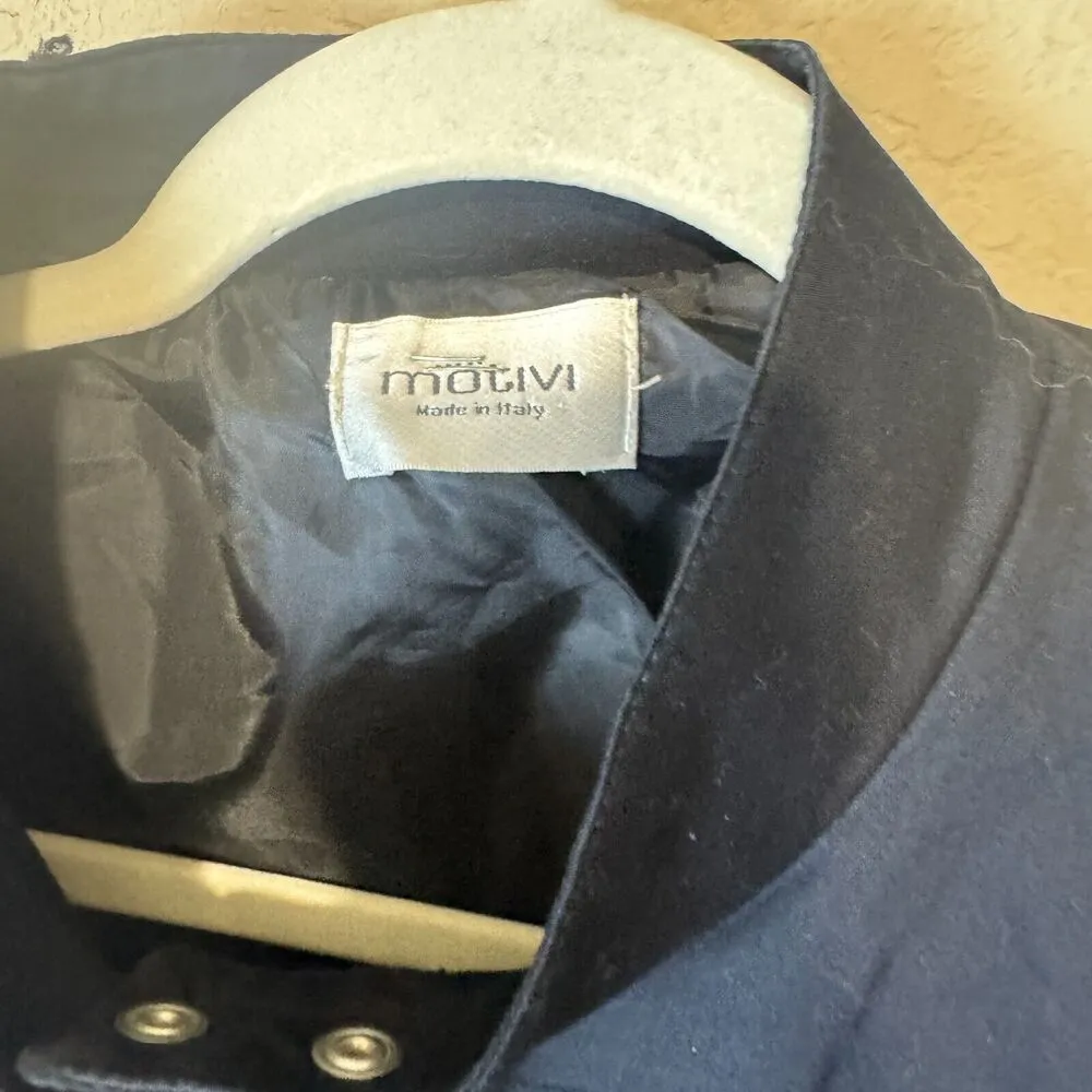 MOTIVI Made in Italy Black Military Jacket cropped snap front womens sz 12 - Image 3