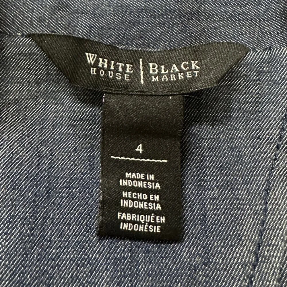 WHBM White House Black Market | 4 | Chambray Denim Jacket Double Breasted Blazer - Image 3