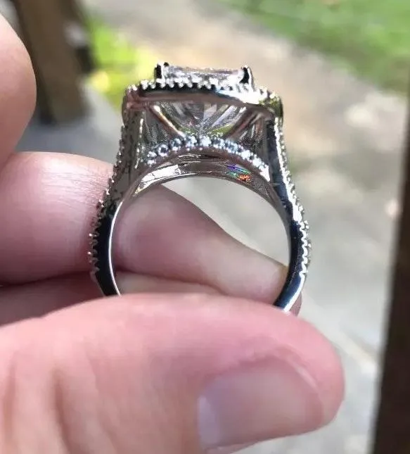 All Sizes Huge 6ct Diamond Ring Cz Silver New Bling - Image 8