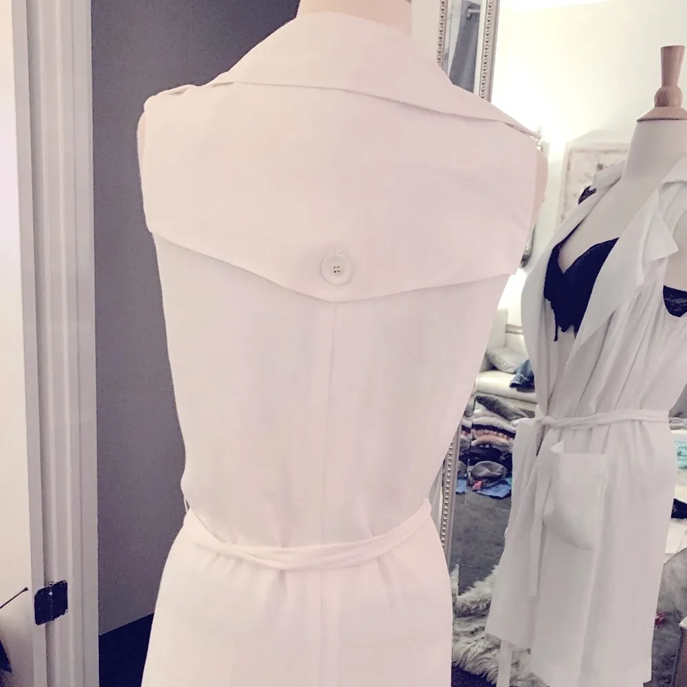 Bebe White Sleeveless Open Front Vest - Image 7