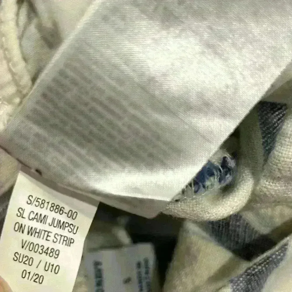 Old Navy Jumpsuit Blue Striped Cropped Linen Blend Sleeveless Square Neck Size S - Image 4