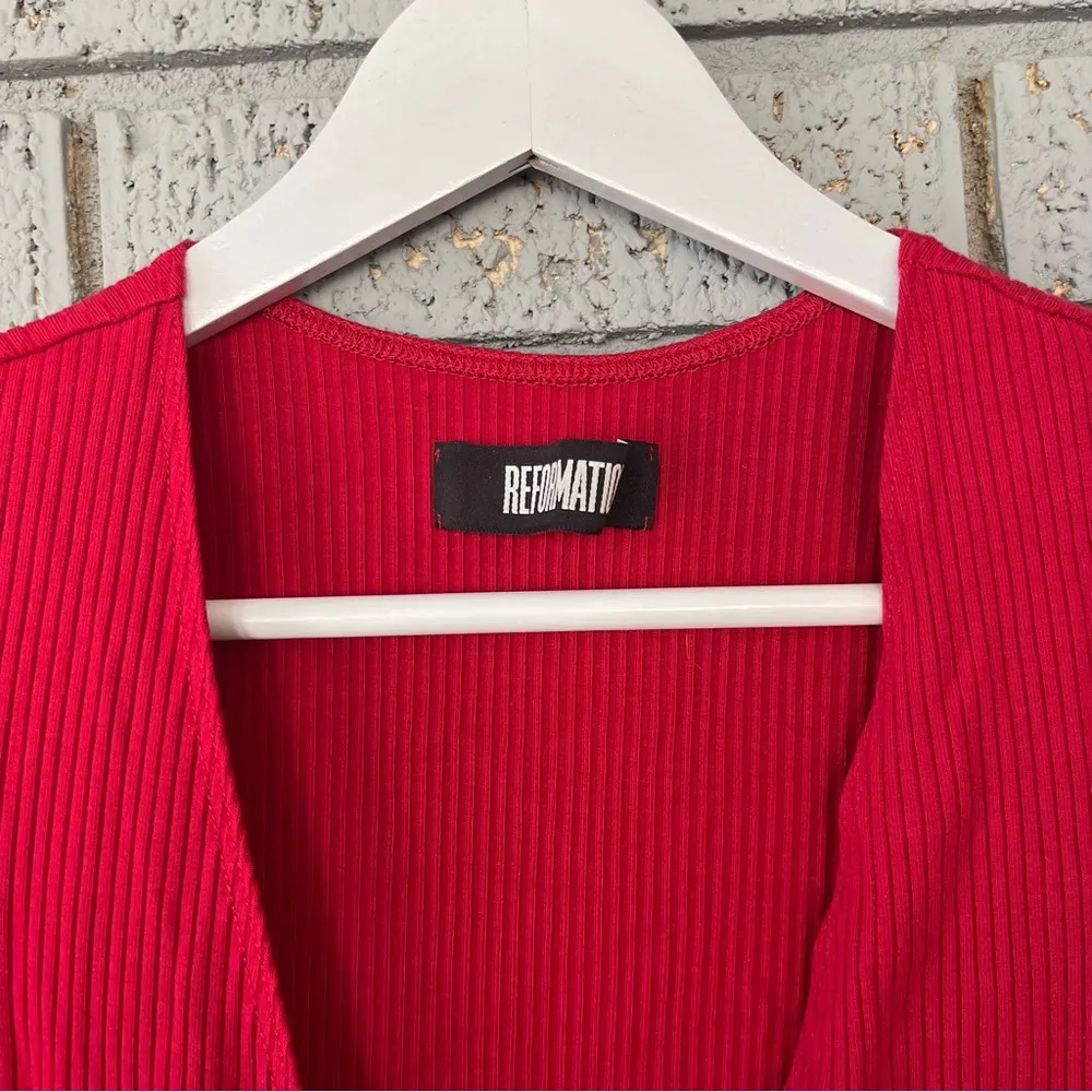 Reformation Britton Wrap Midi Dress Size XS Red - Image 6