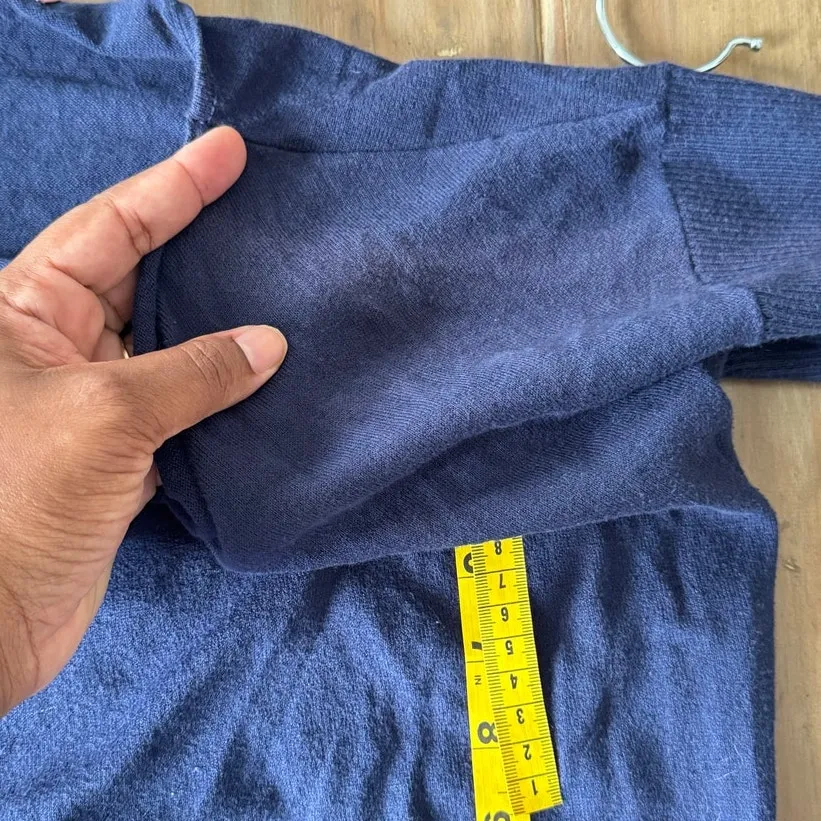 Lilly Pulitzer Navy Blue Tassel Hem Sweater XS Cotton Lightweight Knit preppy - Image 4