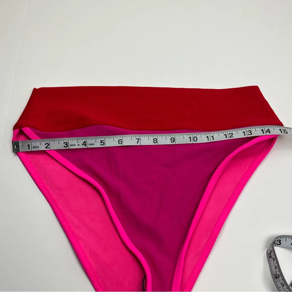Beach Riot Emmy Colorblock Swim Bottom Womens Size XL‎ Pink Red NWOT Summer - Image 6