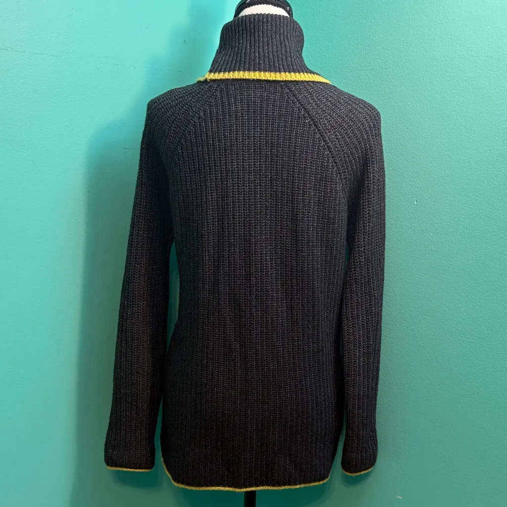 Bartolini Italian Turtleneck Sweater with Yellow Accents Black - Image 8